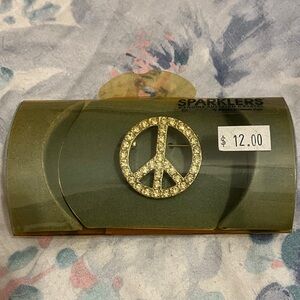 Gold Peace Sign Brooch